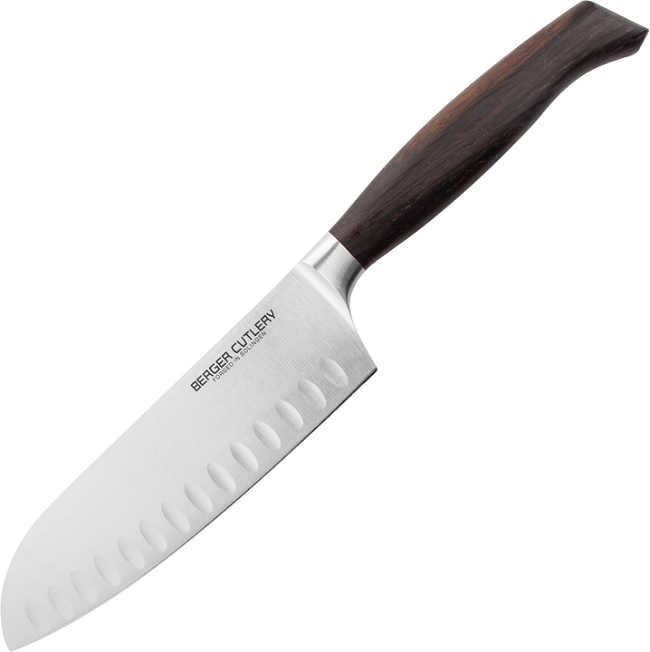 Нож кухонный Сантоку BERGER CUTLERY Ergo Line Smoked Oak BC110916 160 мм