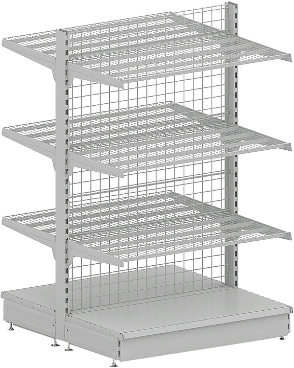 Стеллаж островной STAHLER (CRYSPI) Praktish L=1250, G=470, H=1650 (сетчатые полки)