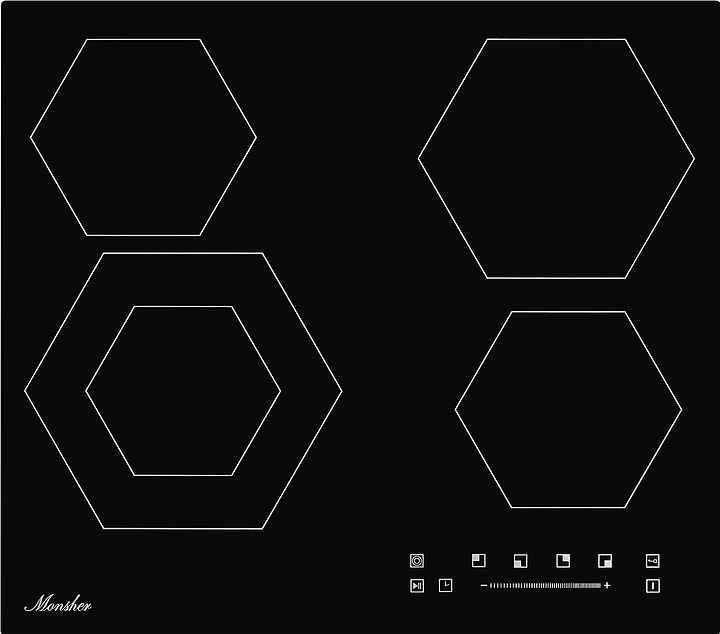 Варочная панель Monsher MHE 6012 электрическая, черная с прямой кромкой