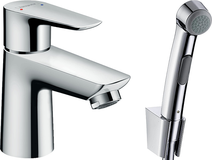 Смеситель для раковины с гигиеническим душем Hansgrohe Talis E 71729000 со сливным клапаном Push-Open