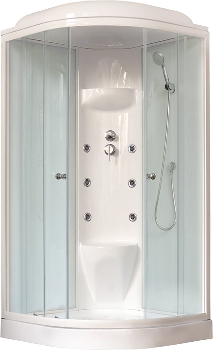 Душевая кабина с гидромассажем Royal Bath RB100HK7-WT 100х100х217 см, прозрачное, белый профиль