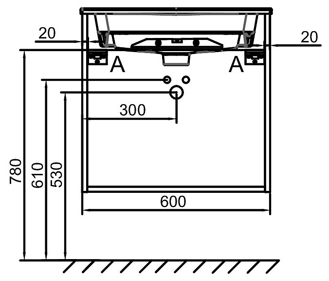 Тумба под раковину Jacob Delafon ODEON RIVE GAUCHE EB2520-R9-N18 60 см, белая блестящая, черные ручки