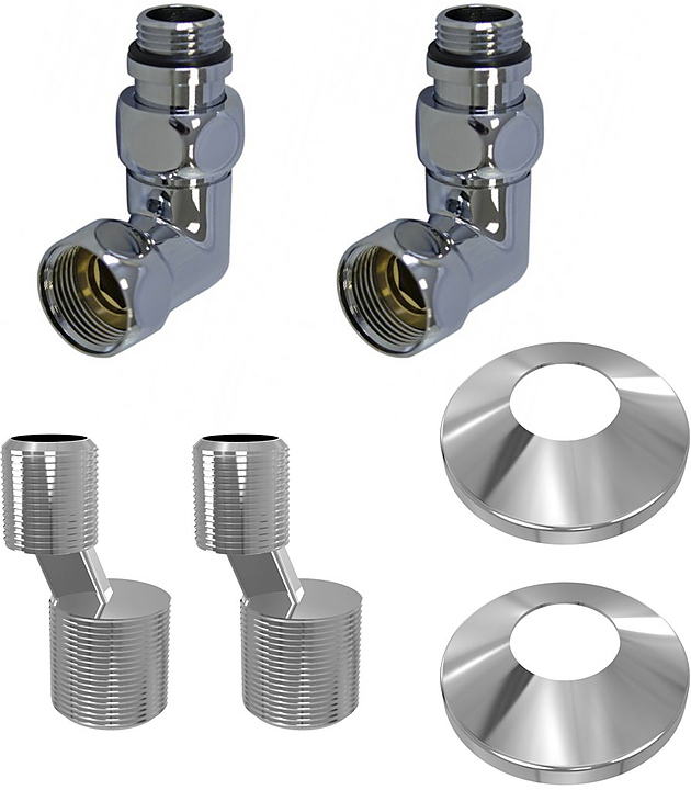 Комплект подключения для полотенцесушителя Point PN93412 3/4х1/2 ГШ со сгоном, хром