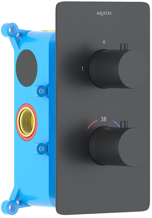 Смеситель для ванны и душа встраиваемый Aquatek Европа AQ1392MB термостат, 2 режима, матовый черный