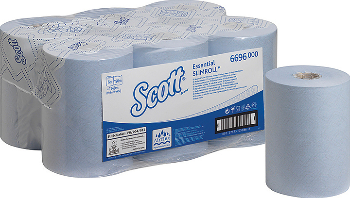 Полотенца бумажные для диспенсера Kimberly-Clark Scott Essential Slimroll 6696 рулонные 19х19,8 см, 6х190 метров