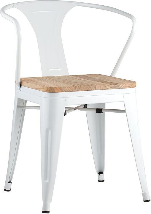 Стул Stool Group TOLIX ARM WOOD с подлокотниками белый