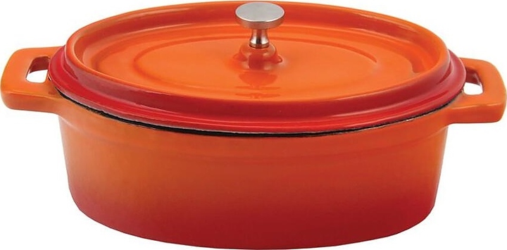 Кастрюля для подачи P.L. Proff Cuisine 15701-12EO 250 мл 12х9 см (эмалированный чугун) овальная с крышкой