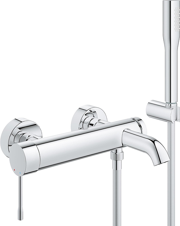 Смеситель для ванны и душа с душевым гарнитуром настенный Grohe Essence+ 33628001