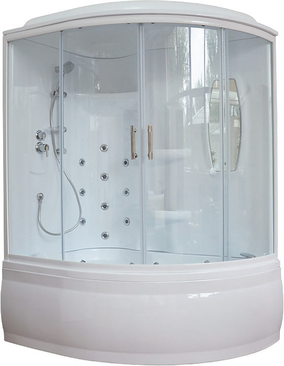 Душевая кабина с гидромассажем Royal Bath RB150ALP-T-L 150х100х225 см, прозрачное, белый профиль, левая