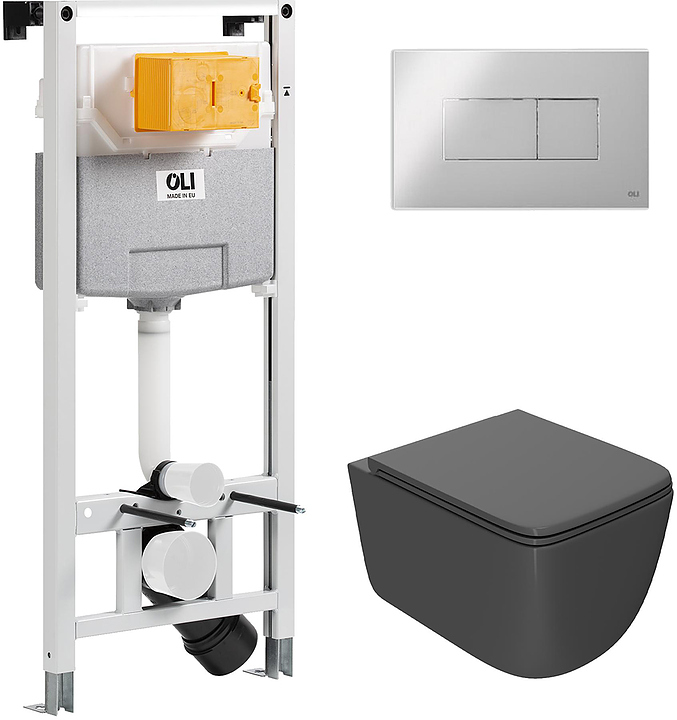 Унитаз подвесной с инсталляцией и панелью смыва OLI 120 ECO Sanitarblock pneumatic 879235pKA00+PN41831GM