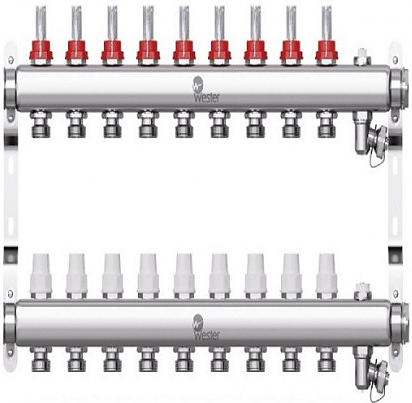 Группа коллекторная Wester W902 0-32-1845 1" ВР/ВР 9 вых 3/4" НР под евроконус с расходомерами