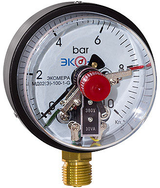 Манометр электроконтактный радиальный ЭКОМЕРА МД 02(Э), 0-10 бар