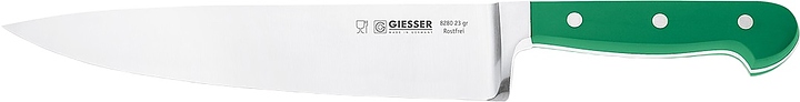 Нож поварской Giesser 8280 23 gr L=23 см (нерж. сталь / пластик) кованый клинок с зеленой рукояткой