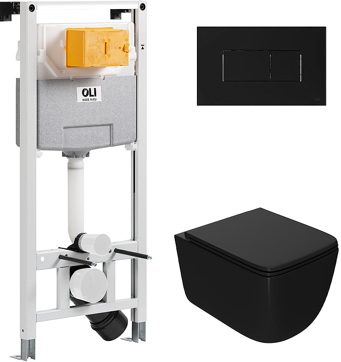 Унитаз подвесной с инсталляцией и панелью смыва OLI 120 ECO Sanitarblock pneumatic 879235pKA03+PN41831BM