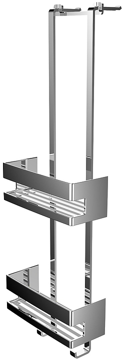 Полка двойная подвесная на душевую дверь EMCO System 2 с 2 крючками, хром