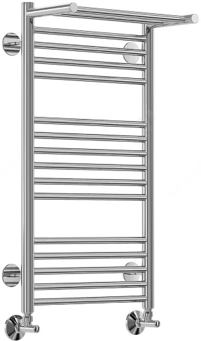 Полотенцесушитель водяной Terminus Аврора 16П Ду 25 (1/2") ВР 40х78 см, с полочкой, нижнее подключение