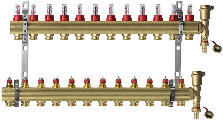 Группа коллекторная DANFOSS FHF-F set 088U0732 1" ВР/ВР 12 вых 3/4" НР с расходомерами