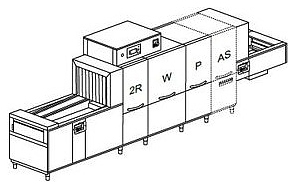 Туннельная посудомоечная машина Dihr QX 376 SX+HRF20+DRF69 деление на 2 части