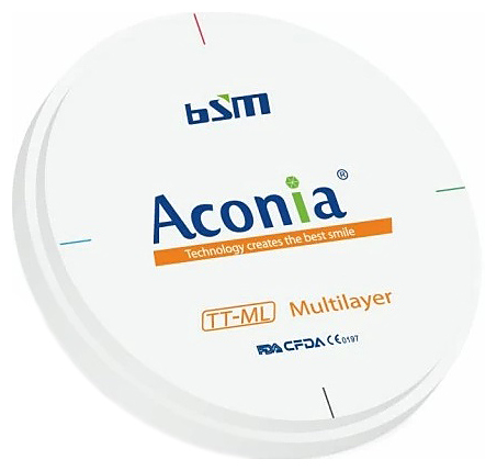 Диск диоксида циркония Chengdu Besmile Biotechnology Aconia, TT ML, оттенок A2, 98x25