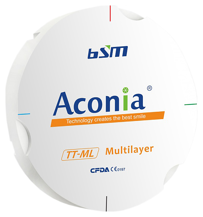 Диск диоксида циркония Chengdu Besmile Biotechnology Aconia, TT ML, оттенок D2, 95x20 мм