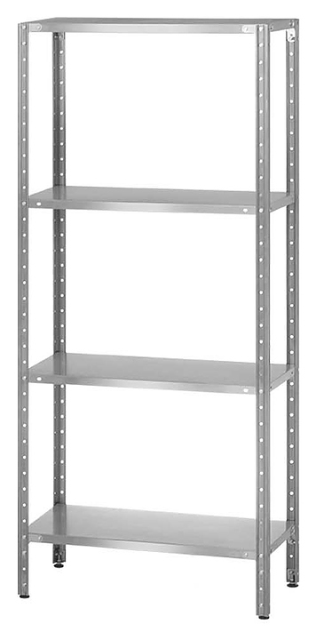 Стеллаж полочный Mecon Norma Inox СПЛн 600х500х1600 мм, сплошные полки, 4 шт.