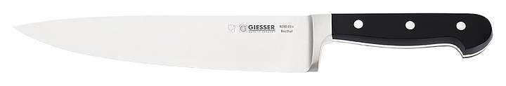 Нож поварской Giesser 8280 23 L=23 см (нерж. сталь / пластик) кованый клинок с черной рукояткой