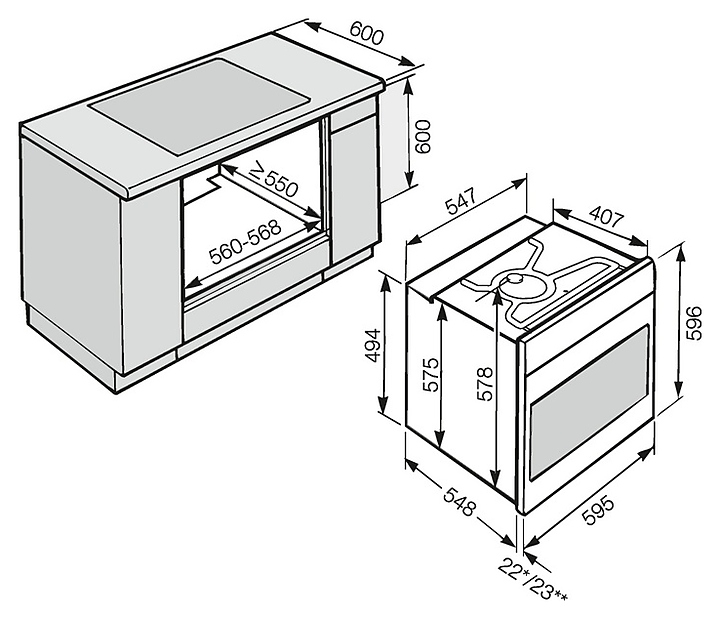Монтажные размеры духового шкафа встраиваемого