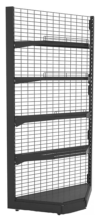 Стеллаж угловой внутренний Евромаркет L=800, H=2130, G=500 с полками 2х400 мм, 2х300 мм, нижний цоколь