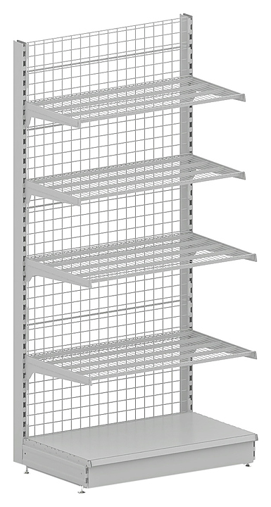 Стеллаж пристенный STAHLER (CRYSPI) Praktish L=1250, G=470, H=2150 (сетчатые полки, доп.стойка)