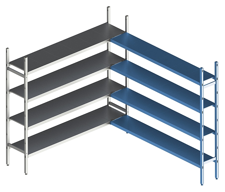 Стеллаж модульный угловой дополнительный POLAIR LOAD.ME INOX 16AL.4IN50.18C