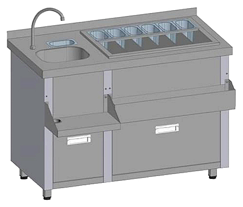 Барная станция Restoinox БСЗ1-15/6-05 с ящиками и вертушкой