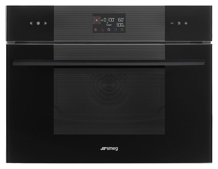 Духовой шкаф комбинированный с микроволнами SMEG SO4102M1B3 Deep Black черное стекло