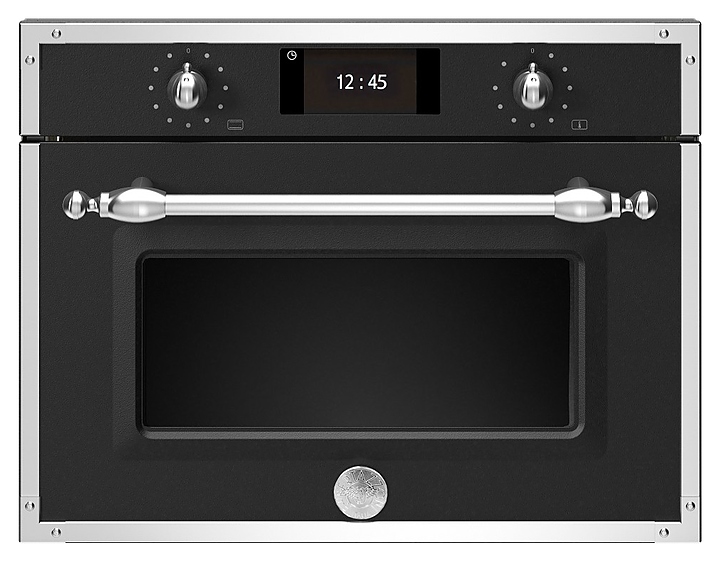 Духовой шкаф Bertazzoni F457HERVTNE комбинированный с пароваркой черный матовый с хромированной фурнитурой