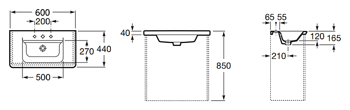 The gap plus раковина мебельная 800x460 с увеличенной высотой бортика 1 отверстие 73270m0004