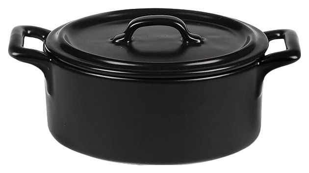 Кастрюля для подачи P.L. Proff Cuisine F3781-6FB 425 мл 13х11,5 см (фарфор) овальная черная с крышкой