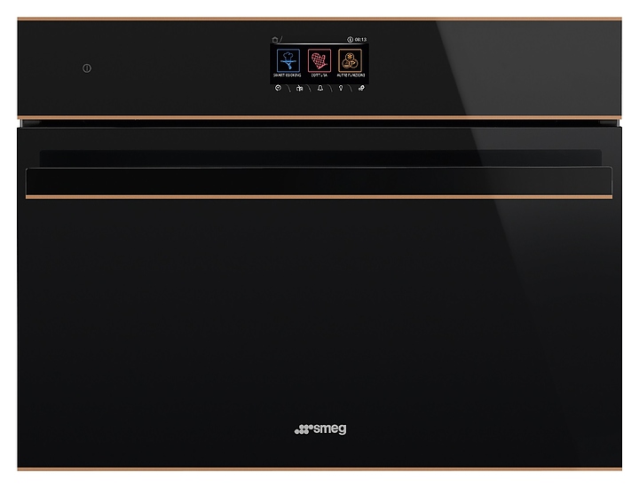 Духовой шкаф комбинированный с паром SMEG SO4604S4PNR черное стекло с медной фурнитурой