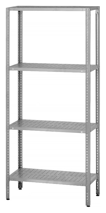 Стеллаж полочный Mecon Norma Inox СПЛн 1000х500х1600 мм, перфорированные полки, 4 шт.