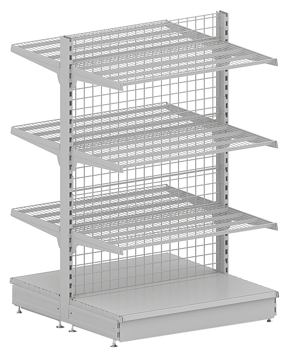 Стеллаж островной STAHLER (CRYSPI) Praktish L=1250, G=470, H=1650 (сетчатые полки)