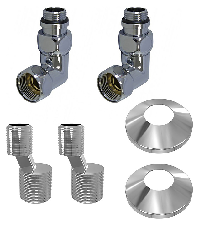 Комплект подключения для полотенцесушителя Point PN93412 3/4х1/2 ГШ со сгоном, хром
