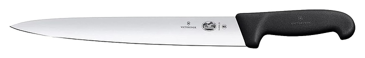 Нож для нарезки ломтиками Victorinox 5.4403.25 Fibrox l=25 см (нерж. сталь / фиброкс) с черной ручкой