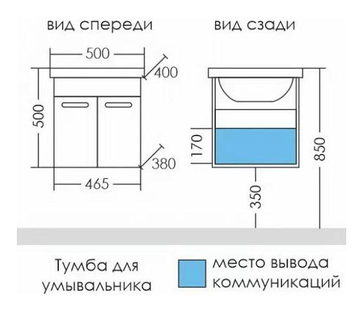 Тумба с раковиной санта ливерпуль 50 подвесная