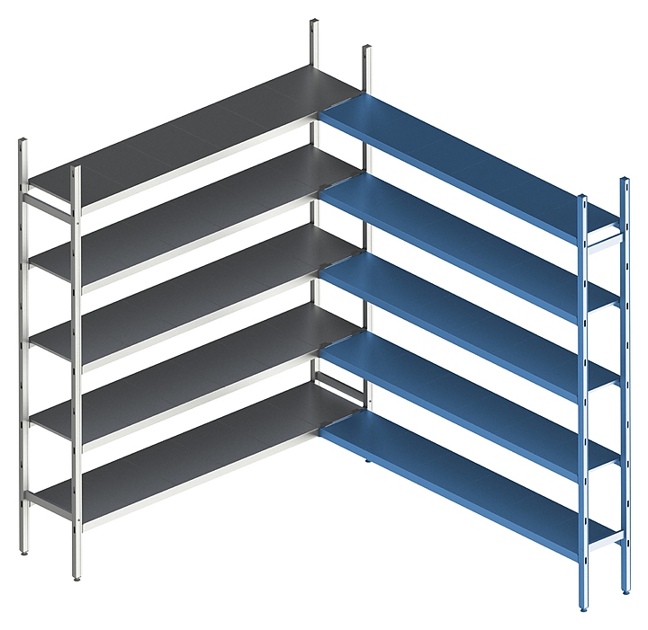 Стеллаж модульный угловой дополнительный POLAIR LOAD.ME INOX 18AL.5IN30.07C